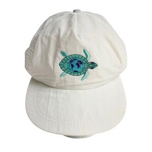 Vintage Imperial Headwear‎ White Embroidered Turtle Adjustable Strap Hat Cap